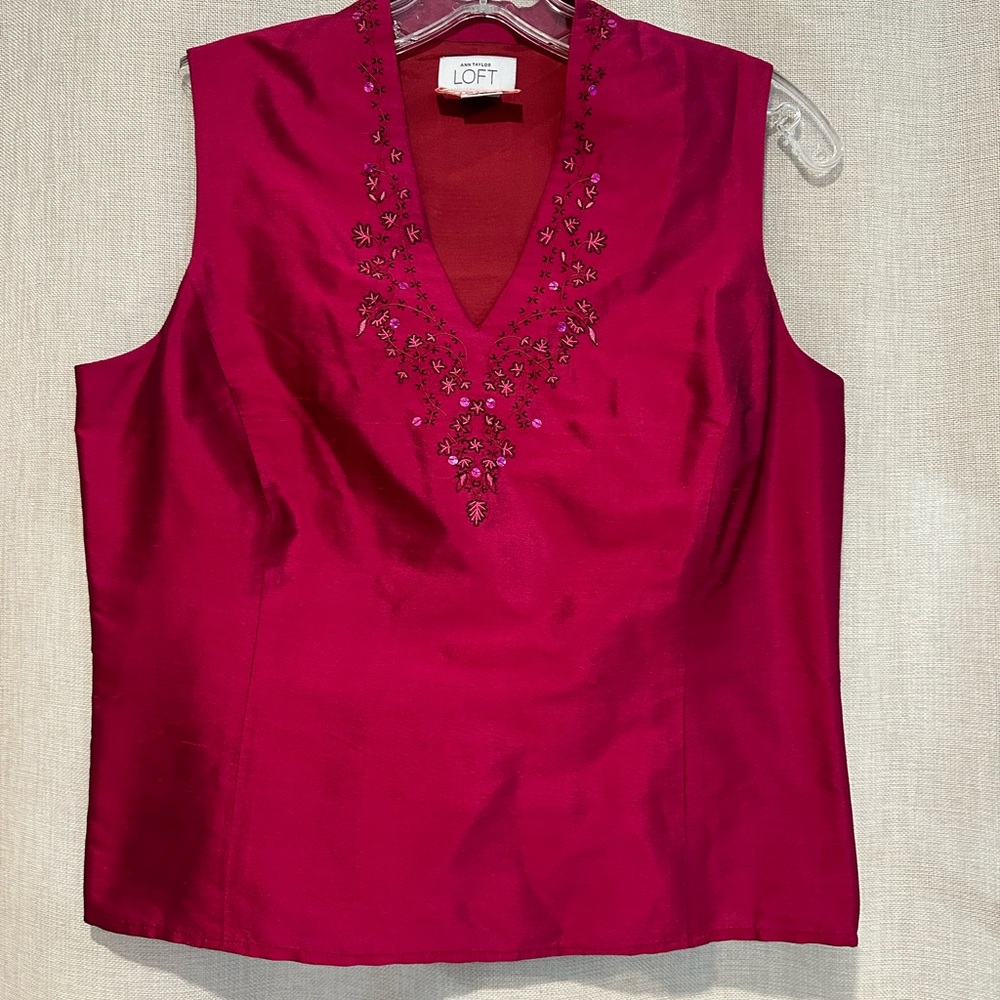 Ann Taylor Loft Ruby Red Dressy Top